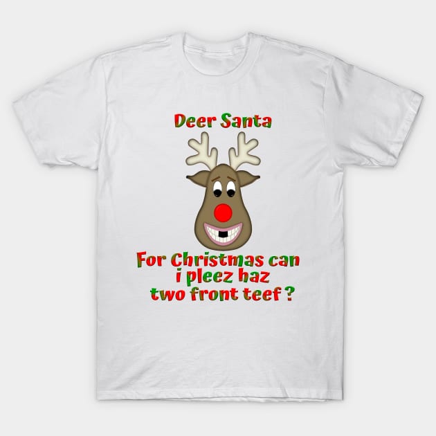 Funny Ugly Christmas Reindeer T-Shirt by Roly Poly Roundabout